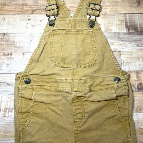 L.L. Bean Kids 3T Tan Cotton Overalls Adjustable Straps Front & Back Pockets - Picture 1 of 7